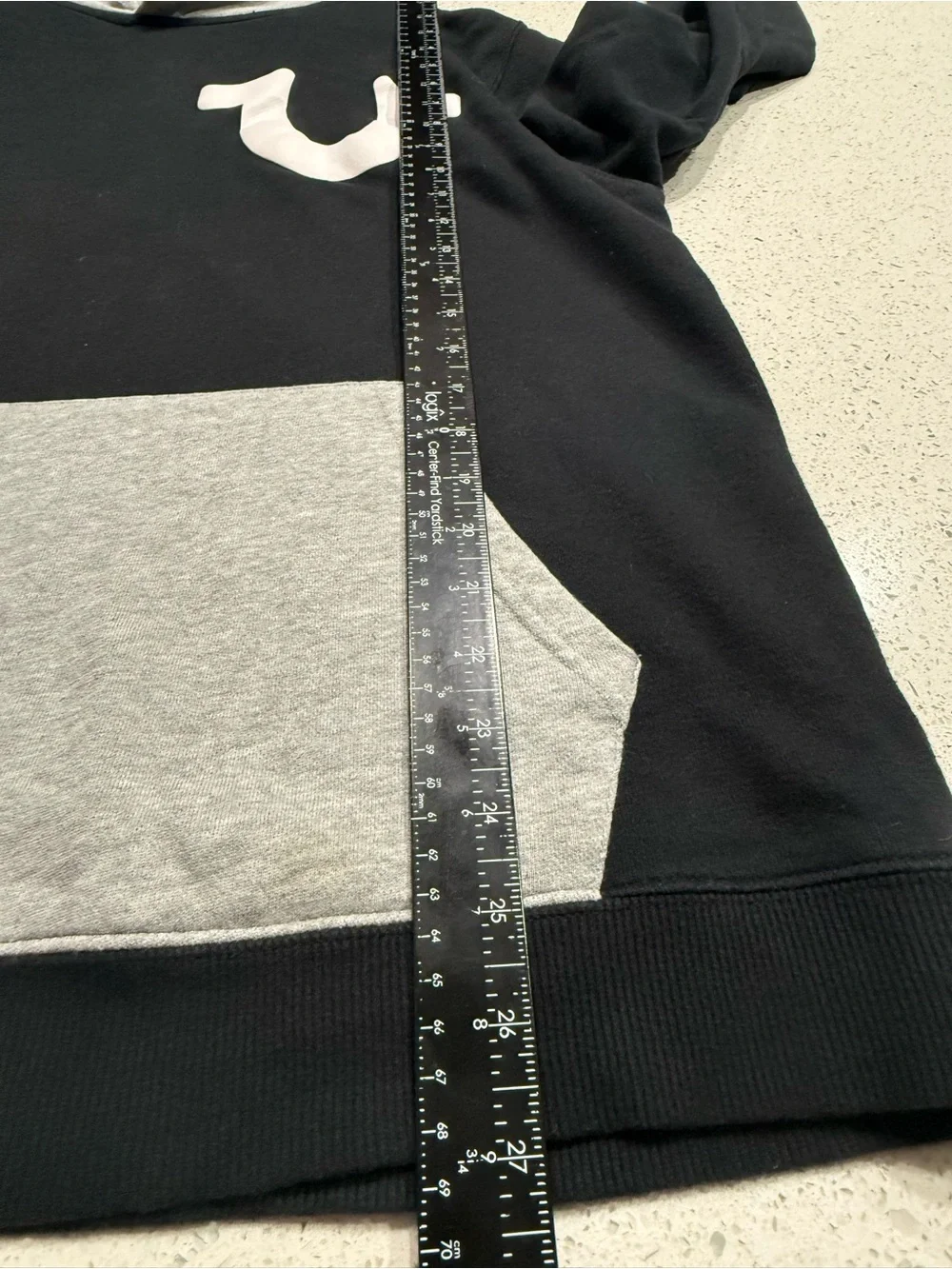 True Religion Black Hoodie with Gray Hood Lining M2